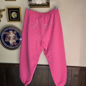 Pink Victoria's Secret rhinestone logo sweatpants
